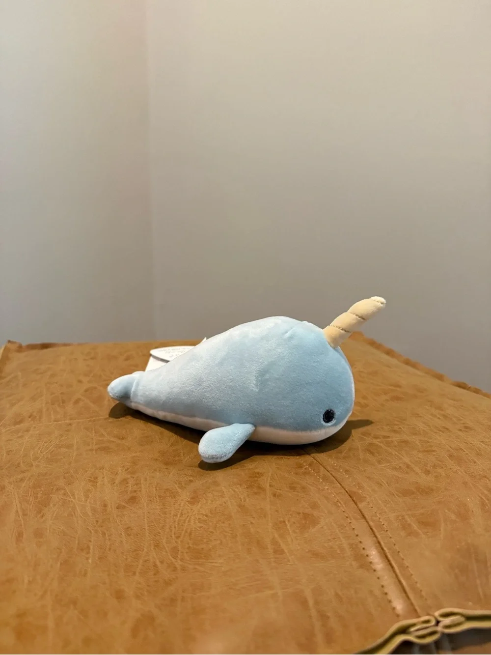 Blue Plush Narwhal Pet Toy - Soft Squeaky Plush